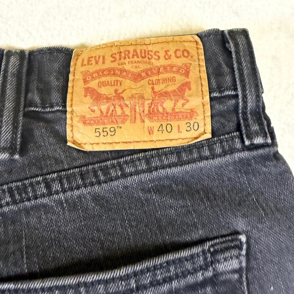 Levis 559‎ Relaxed Straight Jeans Mens 40x30 Faded Black Denim Pants